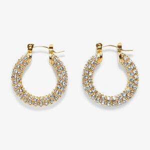 Medium Zircon Chunky Hoop 18K Gold Plated Stainless Steel Earrings‎